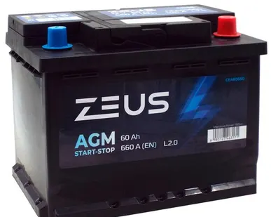фото Аккумулятор ZEUS AGM 60 Ач о.п.