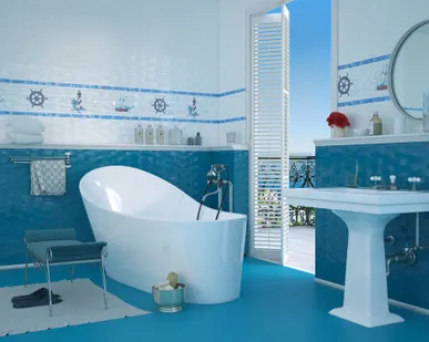фото Плитка керамическая Golden Tile Ocean голубой