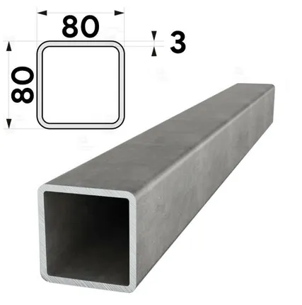 Фото №0 Труба профильная 80х80мм стенка 3мм длина 12 метров (рез кратно 1м)