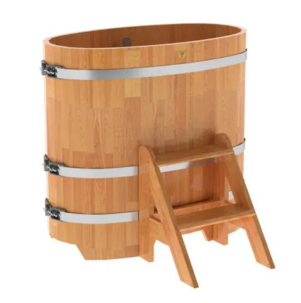 Фото №0 Купель для бани из сращенной лиственницы овальная 0,59х1,06 (натуральная, Н = 1,0 м)