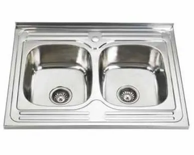 фото Мойка 60х80 (0,8мм) двойная с сифоном 3 1/2