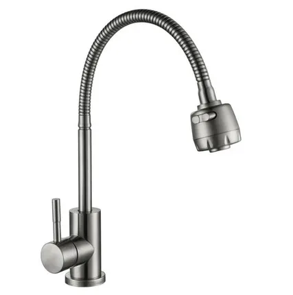 Фото №0 смеситель для кухни GOLDEN FOX Lomond гибкий излив нержавейка хром