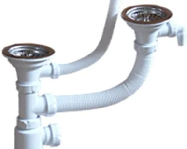 фото Сифон SM(RU)1VP для 2 чашевой мойки 3 1/2