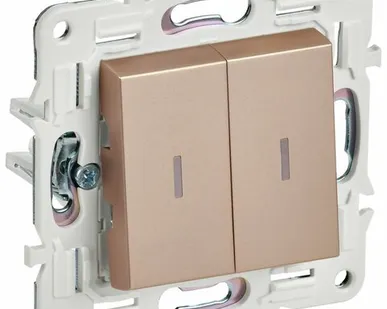 фото SKANDY Выключатель 2-клавишный проходной с индикацией 10А SK-V10Sa песочный IEK