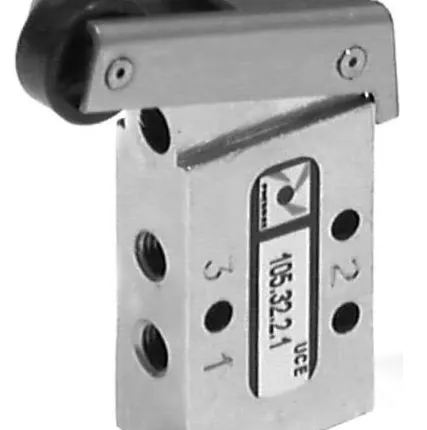 Фото №0 105.32.2.1 - Распределитель пневматический с механическим управлением 3/2 - М5, 120нл/мин, управление - рычаг с роликом, с пружинным возвратом