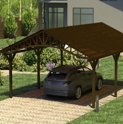 Фото №0 Двускатный навес №22 из поликарбоната 4,5х6,3 м