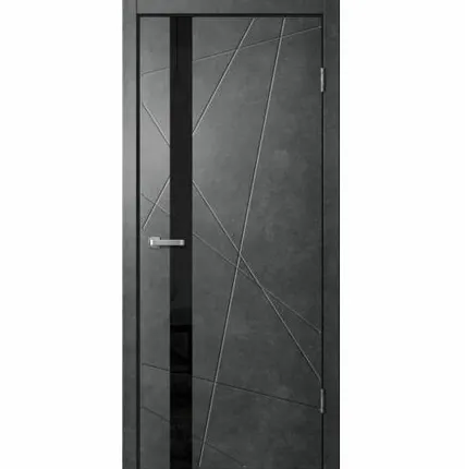 Фото №0 Дверь межкомнатная Line 02 (Line) стекло черное, ПВХ, Бетон темный 2000х800мм