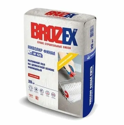 Фото №0 Пол наливной на цементной основе финишный BROZEX NF420 НИВЕЛИР ФИНАЛ, 20 кг