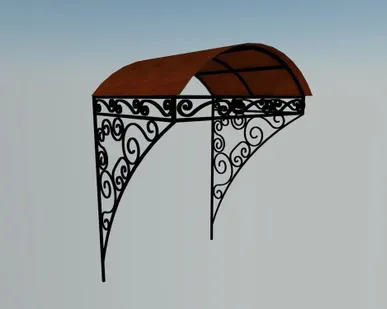 фото Кованый козырек над крыльцом полукруглый КДК-014 1200х900х300мм