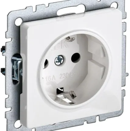 Фото №0 Розетка BRITE РС14-1-0-БрБ 16А с заземл. защ. шторки бел. IEK BR-R14-16-K01