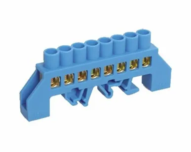 фото Шина на 8 отверстий синяя 8х12 в комбинированном DIN-изоляторе IEK