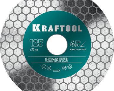 фото Шлифовально-отрезной алмазный диск KRAFTOOL CHAMFER 36689-125, 125х22.2 мм, кромка 25 мм, толщина 1.6 мм