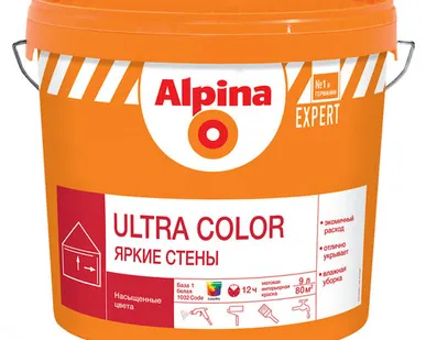фото Alpina Expert Ultra Color / Альпина Эксперт Яркие Стены краска для внутренних работ 9л