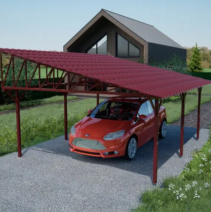 Фото №0 Односкатный навес №33 из металлочерепицы 4,9х6,3 м