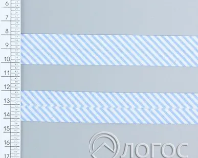 фото Косая бейка декор. .Т. 20 мм, С1, С1 (белый/голубой)