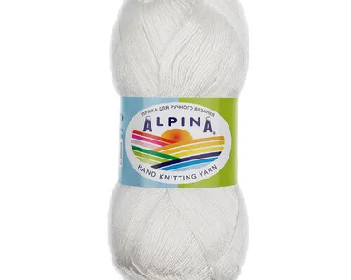 фото Пряжа ALPINA "VIVEN" 100% бамбук 50 г 405 м №01 БЕЛЫЙ