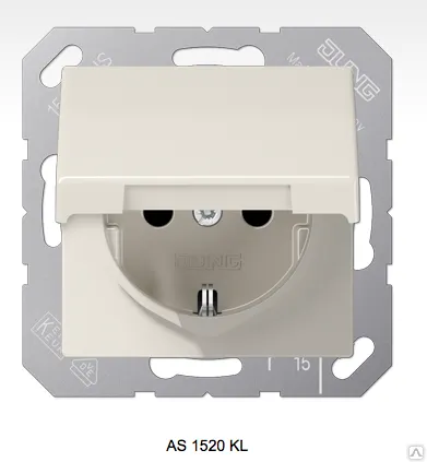 Фото №0 AS1520KL JUNG AS500 розетка SCHUKO 16A 250V~ с крышкой; слоновая кость