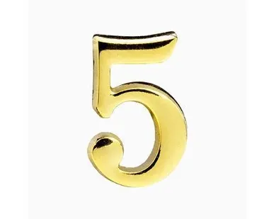 фото Цифра для обозначения номера квартиры, металлическая Золото "5" FIT 67295