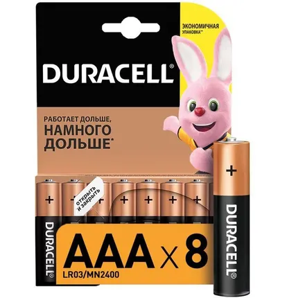 Фото №0 Элемент питания алкалиновый LR LR03-8BL BASIC (блист.8шт) Duracell C0033441