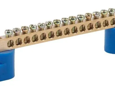 фото Шина N "ноль" на двух угловых изоляторах ШНИ-6х9-14-У2 NO-222-59 син. (уп.10шт) Эра Б0033439