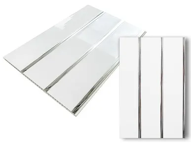 фото Панель 2-х секционная потолочная ЛЮКС Серебро 3,0м*0,24м*8мм Декостар