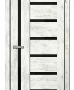 фото Дверь межкомнатная В4 (Barn) черное стекло, ПВХ, Ель альпийская 2000х800мм