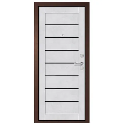 Фото №0 дверь входная Metix 22 медь антик, бетон снежный, стекло чёрное 860мм левая