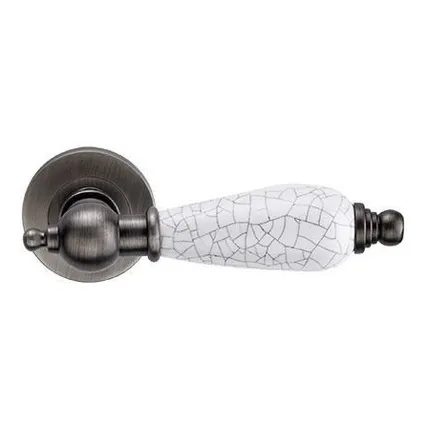 Фото №0 Ручка для двери Archie GENESIS Redondo черненое серебро / керамика кракелюр