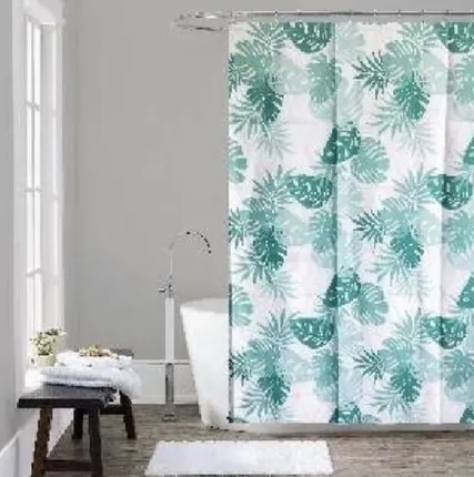Фото №0 Штора для ванной полиэстер 180 х 180 см Тропические листья