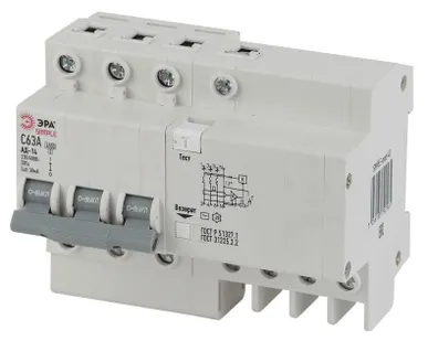 фото Выключатель автоматический дифференциального тока 3P+N 32А 30мА тип AC SIMPLE-mod-38 х-ка ЭРА Б0039296