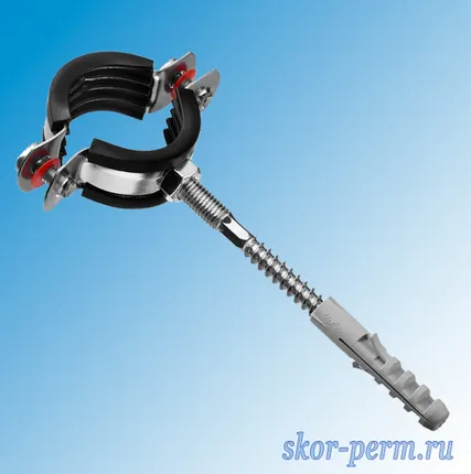 Фото №0 Хомут трубный 32-36 мм (1&quot;) шпилькой М8х80 мм