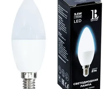 фото Светодиодная лампа L&B 9W 950Lm 3000K E14 E14-9,5W-3000К-С37