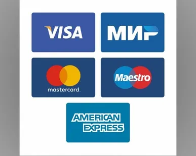 фото Наклейка «Принимаем к оплате карты» (Visa, Мир, MasterCard...