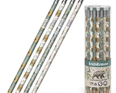 фото Карандаш ErichKrause Natural Life Чернографитный, трехгранный, с ластиком