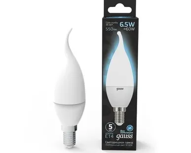 фото Светодиодная лампа Gauss Свеча 6,5W 550Lm 4100K E14 104101207
