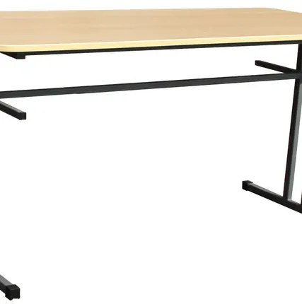 Фото №1 Стол обеденный 1500*700,  верх пластик HPL, на металлокаркасе, с подвесами для скамеек. Обеденный стол для столовой, общепита