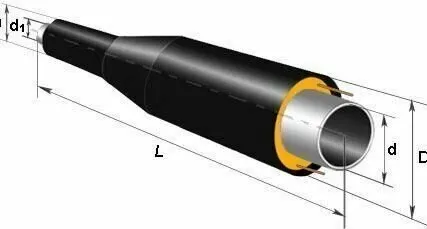 Фото №0 Переход стальной ППУ-ПЭ 133х108 Тип 1 из оцинкованой трубы