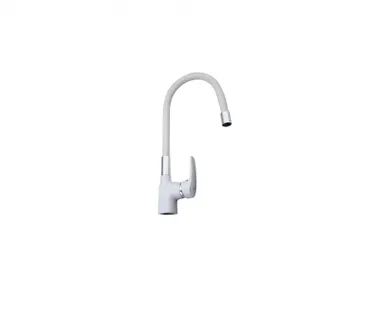 фото Смеситель для кухни FRAP F4453-03 с гибким изливом, цвет: хром-белый
