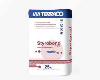 фото Армирующий штукатурно-клеевой состав Terraco Стайробонд DP LC EFIS 25 кг серый адгезия 1,2 МПА 48 шт в палете