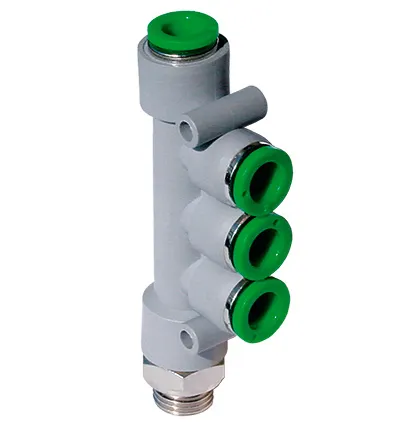 Фото №0 T18G0618 - Коллектор трехуровневый цанговый наруж. резьба G1/8" под трубку 6 мм