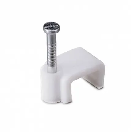 Фото №0 Скоба крепежная квадратная плоская 6мм 30шт. белая