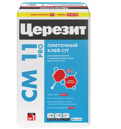 Фото №0 Клей для плитки Церезит СМ11 PRO серый класс C1 T 25 кг