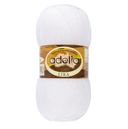 Фото №0 Пряжа ADELIA "LIRA" 100% акрил 50 г 200 м №01 белый
