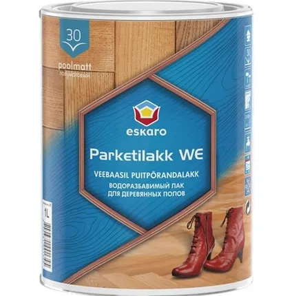Фото №0 Лак ESKARO Лак для отделки паркета ESKARO Parketilakk WE 3 л полуматовый акриловый