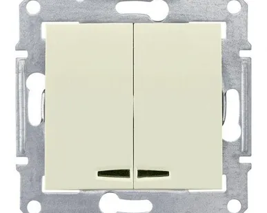 фото Механизм выключателя 2-кл. СП Sedna 10А IP20 (сх. 5а) 250В с син. подсветкой беж. SchE SDN0300347