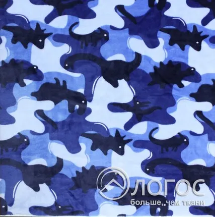 Фото №0 Трикотаж костюмный велсофт набив RH 26/021 150 см, синий