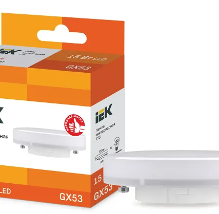 Фото №0 IEK Лампа светодиод. 15/3000/GX53/T75 таблетка IEK