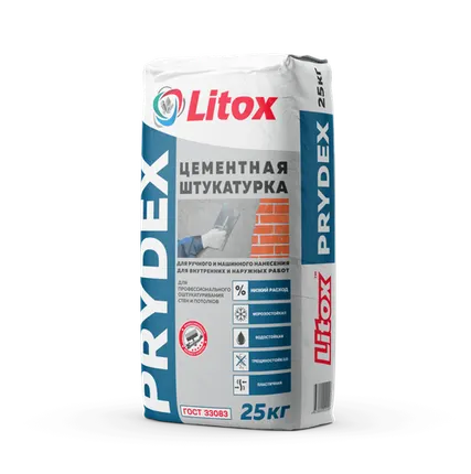 Фото №0 Штукатурка цементная PRYDEX Литокс (25кг) 56