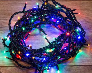 фото Гирлянда "ТВИНКЛ ЛАЙТ LED" (с контроллером 8 режимов) 20м 200LED 20Вт 220В IP44 мульти. NEON-NIGHT 303-149
