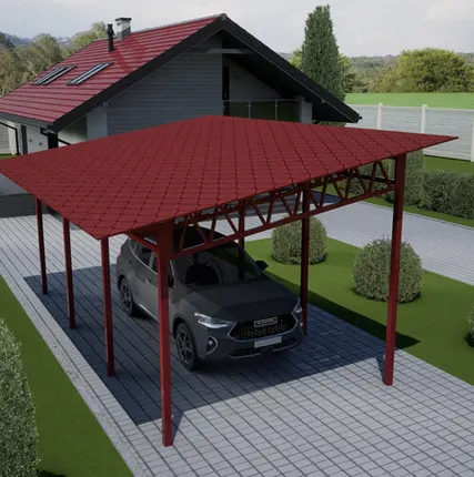 Фото №0 Односкатный навес №31 из гибкой черепицы 3,9х6,25 м